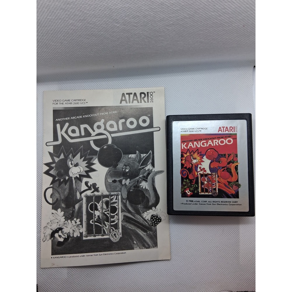 Kangaroo Atari 2600 Video Game Cartridge with Manual Silver Label 1988 Vintage